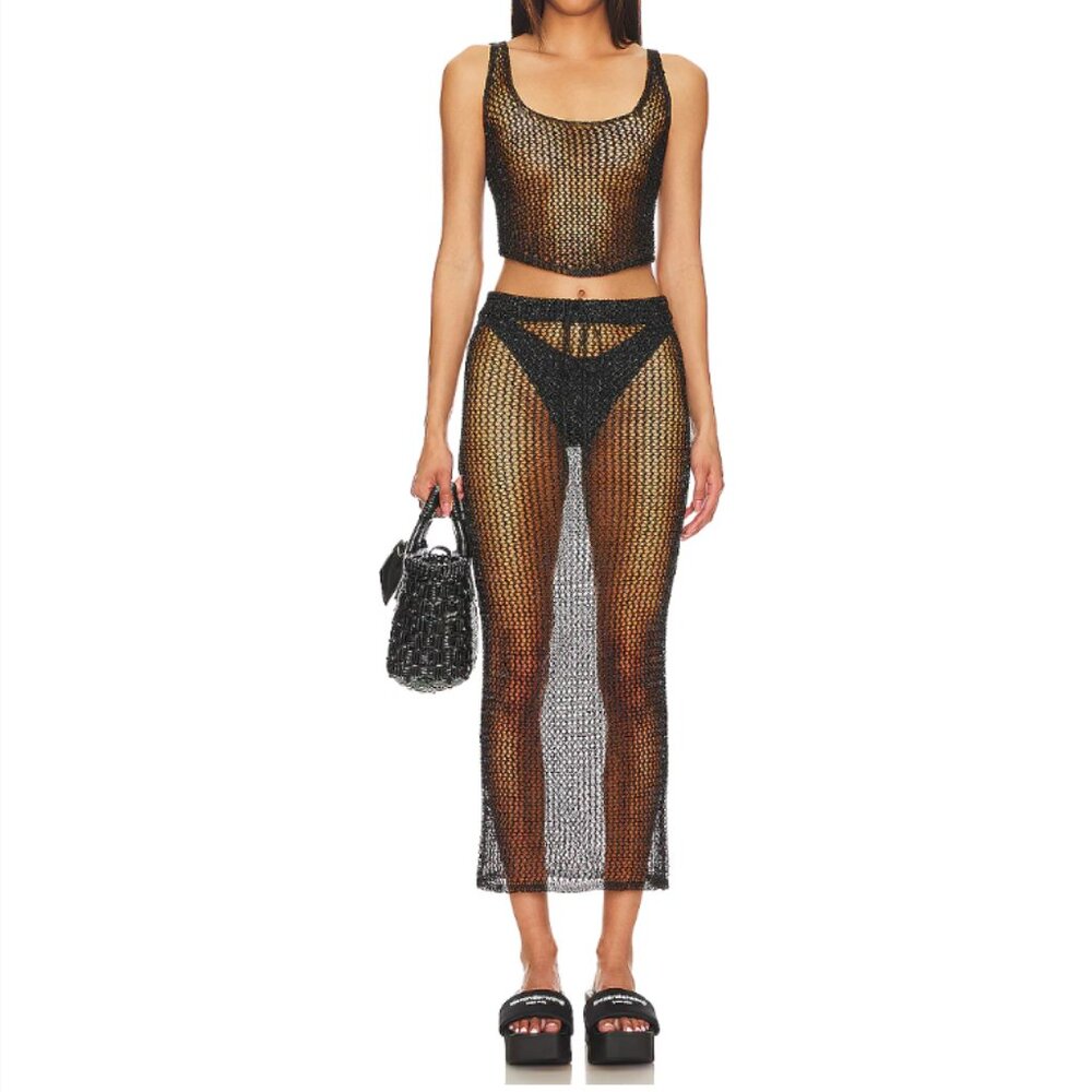 superdown Black Mesh Top (A matching skirt is available in separate listing)